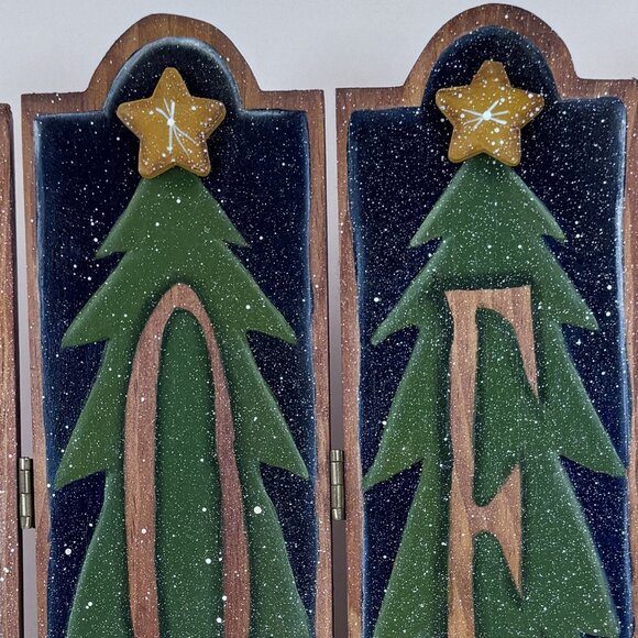 Vintage Wooden "Noel" 10" Tall Christmas Decor Hinged Panels Rustic Holiday - Picture 4 of 9